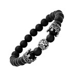 Lava Lion Beaded Bracelet // Black + Silver