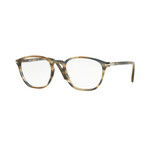 Persol // Men's Round Optical Frames // Striped Brown + Gray
