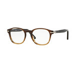 Persol // Men's Round Optical Frames // Striped Brown