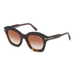 Women's FT0689-52F Sunglasses // Dark Havana + Brown Gradient