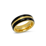 Two-Tone Stainless Steel Band Ring // Black + Gold (Size 9)