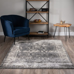 Castell // Vintage Style Border Area Rug // Ash (3'L x 5'W)