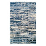 Branson // Abstract Stripe Shag Area Rug // Blue (3'L x 5'W)