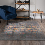 Castell // Vintage Style Damask Area Rug // Steel (3'L x 5'W)