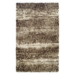 Branson // Contemporary Stripe Shag Area Rug // Brown (3'L x 5'W)