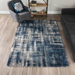 Branson // Contemporary Crosshatch Shag Area Rug // Blue (3'L x 5'W)