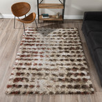 Branson // Mid-Century Modern Shag Area Rug // Ivory (3'L x 5'W)