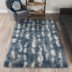 Branson // Abstract Print Shag Area Rug // Blue (3'L x 5'W)