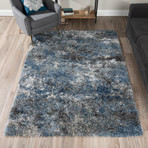 Branson // Contemporary Plush Shag Area Rug // Blue (3'L x 5'W)