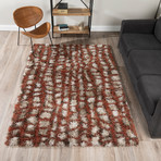 Branson // Modern Print Shag Area Rug // Russet (3'L x 5'W)