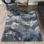 Branson // Abstract Chevron Shag Area Rug // Blue (3'L x 5'W)