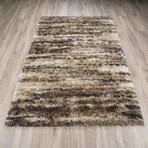 Branson // Abstract Stripe Shag Area Rug // Mushroom (3'L x 5'W)