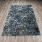 Branson // Contemporary Plush Shag Area Rug // Blue (3'L x 5'W)