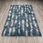 Branson // Abstract Print Shag Area Rug // Blue (3'L x 5'W)