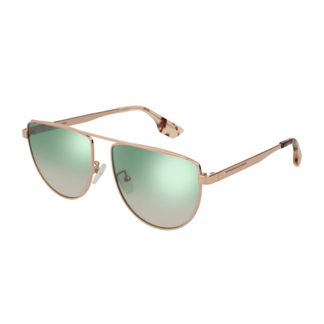 Unisex Pilot Style Sunglasses // Gold + Green Gradient