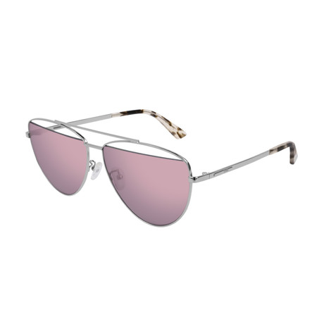 Unisex Pilot Style Sunglasses // Silver + Violet