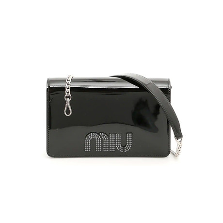 Miu Miu // Patent Leather Mini Crossbody Handbag // Black