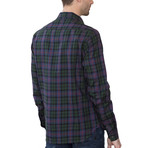 Mod Tartan Button Down Shirt // Green + Navy + Black + Red (L)