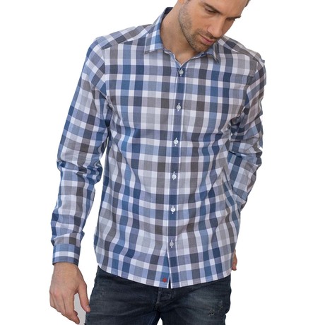 Shard Button Down Shirt // Gray + Blue + White (S)