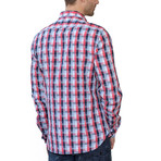 Chromatic Button Down Shirt // White + Red + Blue + Black (S)