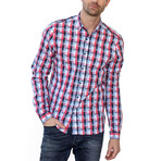 Chromatic Button Down Shirt // White + Red + Blue + Black (S)