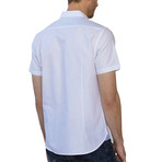 Zest Button Down Shirt // White + Light Blue (S)