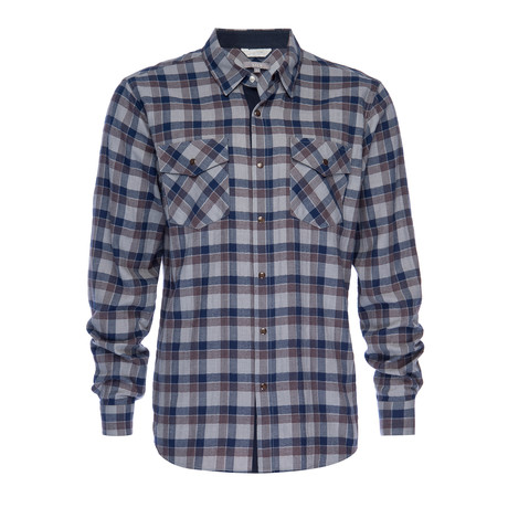 Wrangler Shirt // Gray + Navy Plaid (S)