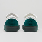 Minimal Low Sneakers V12 // White Leather + Emerald Green Heel + Green Sole (Euro: 45)