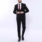 Logan 3-Piece Patterned Slim Fit Suit // Black (Euro: 44)
