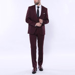 Lucas Slimfit Patterned 3-Piece Vested Suit // Burgundy (Euro: 44)