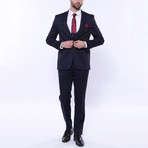 William Slim Fit 3-Piece Patterned Suit // Navy (Euro: 58)