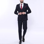 Jaxon 3-Piece Checkered Slim Fit Suit // Navy (Euro: 52)