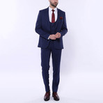 Elijah 3-Piece Patterned Slim Fit Suit // Navy (Euro: 56)