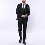 Levi 3-Piece Checkered Slim Fit Suit // Black (Euro: 50)