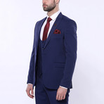 Elijah 3-Piece Patterned Slim Fit Suit // Navy (Euro: 56)