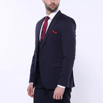 William Slim Fit 3-Piece Patterned Suit // Navy (Euro: 48)