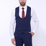Elijah 3-Piece Patterned Slim Fit Suit // Navy (Euro: 42)