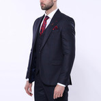 Jaxon 3-Piece Checkered Slim Fit Suit // Navy (Euro: 58)