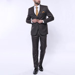 Samuel 3-Piece Stripe Slim Fit Suit // Brown (Euro: 48)