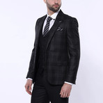 Levi 3-Piece Checkered Slim Fit Suit // Black (Euro: 50)
