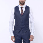 Caleb 3-Piece Checkered Slim Fit Suit // Navy (Euro: 54)