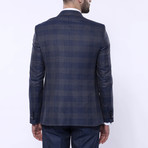 Caleb 3-Piece Checkered Slim Fit Suit // Navy (Euro: 58)