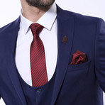 Elijah 3-Piece Patterned Slim Fit Suit // Navy (Euro: 50)