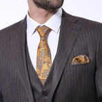 Samuel 3-Piece Stripe Slim Fit Suit // Brown (Euro: 42)