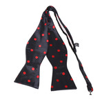 Self Bow Tie And Hanky Set // Black + Red Polka Dots