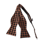 Self Bow Tie And Hanky Set // Brown + Black Checkers