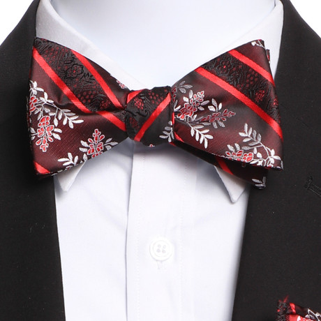 Self Bow Tie And Hanky Set // Brown + Red