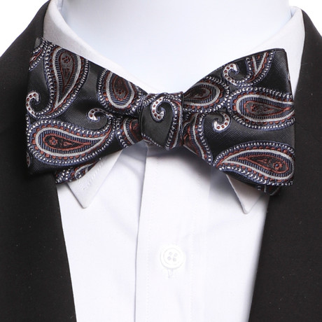 Self Bow Tie And Hanky Set // Black + Navy Blue + White