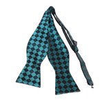 Self Bow Tie And Hanky Set // Turquoise + Black