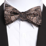 Self Bow Tie And Hanky Set // Brown Swirls